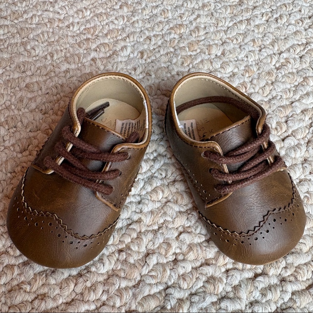 Janie And Jack, Baby Boy, Brown Dress Shoes Size 0 To 3 Months Mos 0-3